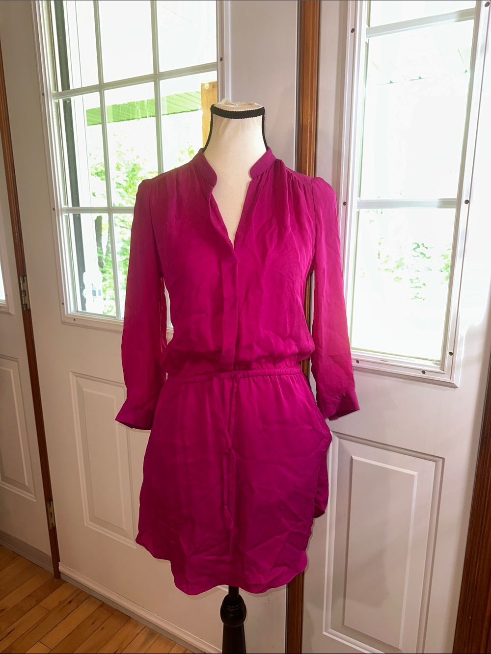 Babaton Silk Dress in Fuchsia Pink